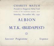 BRIGHTON & HOVE ALBION  V M.T.K. BUDAPEST (CHARITY MATCH) 1956 FOOTBALL PROGRAMME