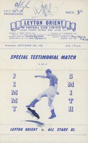 LEYTON ORIENT V ALL STARS XI (JIMMY SMITH TESTIMONIAL) 1958 FOOTBALL PROGRAMME