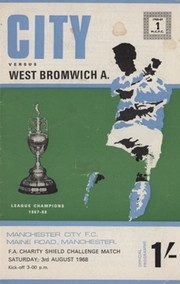 MANCHESTER CITY V WEST BROMWICH ALBION 1968 CHARITY SHIELD PROGRAMME