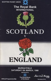 SCOTLAND V ENGLAND 1988 RUGBY UNION PROGRAMME