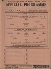 TOTTENHAM HOTSPUR V CHARLTON ATHLETIC (RESERVES) 1938-39 FOOTBALL PROGRAMME