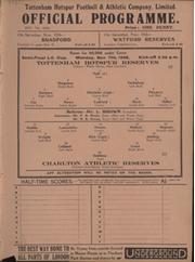 TOTTENHAM HOTSPUR V CHARLTON ATHLETIC (RESERVES) 1938-39 FOOTBALL PROGRAMME - L.C. CUP SEMI-FINAL