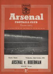 ARSENAL V HIBERNIAN (CHARITY MATCH) 1952-53 FOOTBALL PROGRAMME
