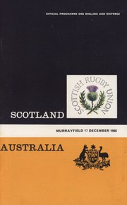 SCOTLAND V AUSTRALIA 1966 RUGBY UNION PROGRAMME