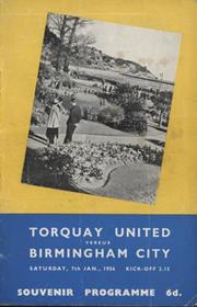 TORQUAY UNITED V BIRMINGHAM CITY 1955-56 (F.A. CUP 3RD ROUND) FOOTBALL PROGRAMME - BLUES WON 7-1