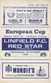 LINFIELD V RED STAR BELGRADE 1969-70 (EUROPEAN CUP) FOOTBALL PROGRAMME