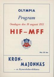 HELSINGBORGS V MALMO 1955-56 MATCH PROGRAMME