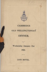 CAMBRIDGE OLD WELLINGTONIANS 1923 SIGNED DINNER MENU