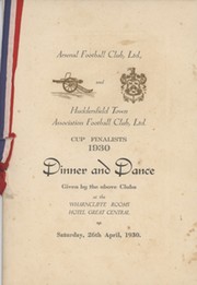 ARSENAL V HUDDERSFIELD TOWN 1930 (FA CUP FINAL) FOOTBALL DINNER MENU