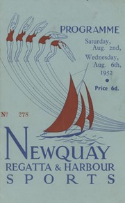 NEWQUAY REGATTA & HARBOUR SPORTS 1952 ROWING PROGRAMME