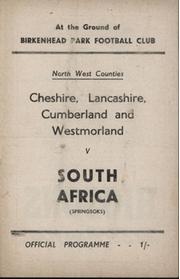 NORTH WEST COUNTIES V SOUTH AFRICA 1951-52 RUGBY UNION PROGRAMME