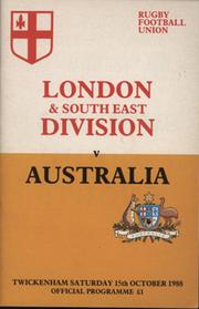 LONDON & SOUTH EAST DIVISION V AUSTRALIA 1988 RUGBY UNION PROGRAMME