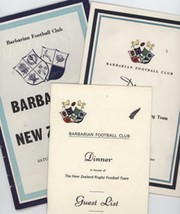 BARBARIANS V NEW ZEALAND 1974 RUGBY PROGRAMME (PLUS DINNER MENU AND GUEST LIST)