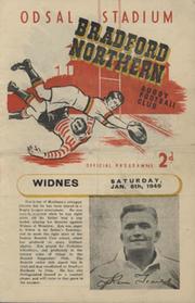 BRADFORD NORTHERN V WIDNES 1949 RUGBY LEAGUE PROGRAMME