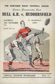 HULL KINGSTON ROVERS V HUDDERSFIELD (EASTERN CHAMPIONSHIP FINAL) 1962 RUGBY LEAGUE PROGRAMME