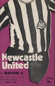 NEWCASTLE UNITED V HEREFORD UNITED (FA CUP 3RD ROUND) 1971-72 FOOTBALL PROGRAMME