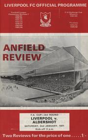 LIVERPOOL V ALDERSHOT (FA CUP 3RD ROUND) 1970-71 FOOTBALL PROGRAMME