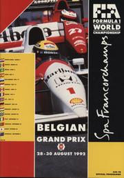 BELGIAN GRAND PRIX 1992 OFFICIAL PROGRAMME (SCHUMACHER