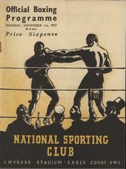 JACK KID BERG V GEORGE ODWELL 1937 BOXING PROGRAMME
