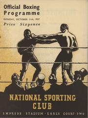AL ROTH V JACK LYDEN 1937 BOXING PROGRAMME