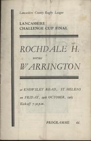 ROCHDALE V WARRINGTON 1965 (LANCASHIRE CUP FINAL) RUGBY LEAGUE PROGRAMME
