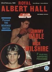 JIMMY CABLE V NICK WILSHIRE (LIGHT MIDDLEWEIGHT BRITISH TITLE) 1984 BOXING PROGRAMME