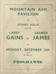 LARRY GAINS V GEORGE JAMES 1938 BOXING PROGRAMME