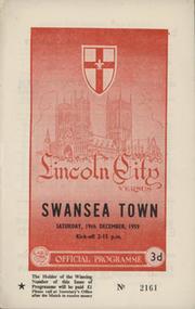 LINCOLN CITY V SWANSEA TOWN 1959-60 FOOTBALL PROGRAMME