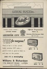 LUTON TOWN V LEICESTER CITY 1959-60 FOOTBALL PROGRAMME