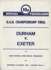 DURHAM V EXETER (U.A.U. CHAMPIONSHIP FINAL) 1983 RUGBY UNION PROGRAMME
