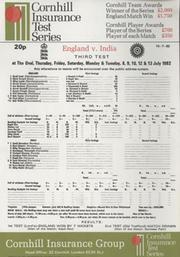 ENGLAND V INDIA 1982 (OVAL) CRICKET SCORECARD