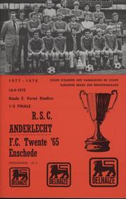 ANDERLECHT V FC TWENTE (ECWC SEMI FINAL) 1977-78 FOOTBALL PROGRAMME
