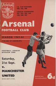 ARSENAL 1963-64 BOUND SET OF HOME FOOTBALL PROGRAMMES