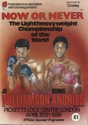 JB WILLIAMSON V DENNIS ANDRIES  (WORLD LIGHTWEIGHT CHAMPIONSHIP) 1986 BOXING PROGRAMME