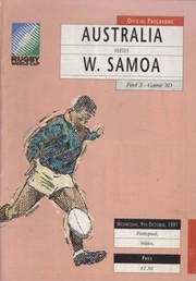 AUSTRALIA V WESTERN SAMOA 1991 WORLD CUP RUGBY PROGRAMME