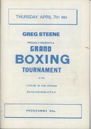 DAVID PEARCE V AL SYBEN 1983 BOXING PROGRAMME