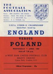 ENGLAND U21 V POLAND U21 1982 FOOTBALL PROGRAMME