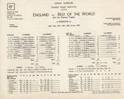ENGLAND V REST OF THE WORLD 1970 (EDGBASTON) CRICKET SCORECARD