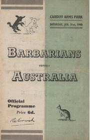 BARBARIANS V AUSTRALIA 1948 RUGBY PROGRAMME