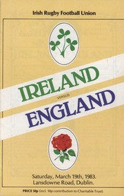 IRELAND V ENGLAND 1983 RUGBY UNION PROGRAMME