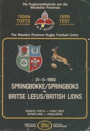 SOUTH AFRICA V BRITISH ISLES 1980 (1ST TEST) RUGBY UNION PROGRAMME