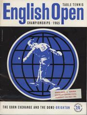 ENGLISH OPEN TABLE TENNIS CHAMPIONSHIPS 1965 SOUVENIR PROGRAMME