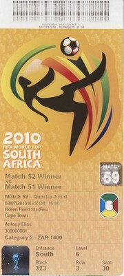 ARGENTINA V GERMANY 2010 (WORLD CUP) FOOTBALL TICKET