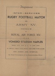 ARMY XV V ROYAL AIR FORCE XV (NAPLES) 1945 RUGBY UNION PROGRAMME