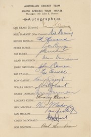 AUSTRALIA 1957-58 (TOUR TO SOUTH AFRICA) AUTOGRAPH CARD