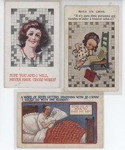 CROSS-WORD RELATED POSTCARDS (X3)