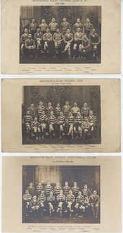 BRUNTSFIELD RUGBY FOOTBALL CLUB (EDINBURGH) 1921-26 POSTCARDS X3