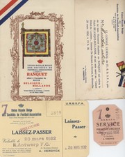 BELGIUM V HOLLAND 1932  FOOTBALL DINNER MENU & EPHEMERA