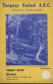 TORQUAY UNITED V MILLWALL 1959-60 FOOTBALL PROGRAMME