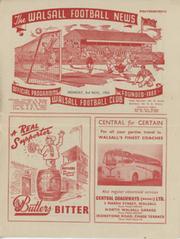 WALSALL V DERBY COUNTY 1958-59 FOOTBALL PROGRAMME